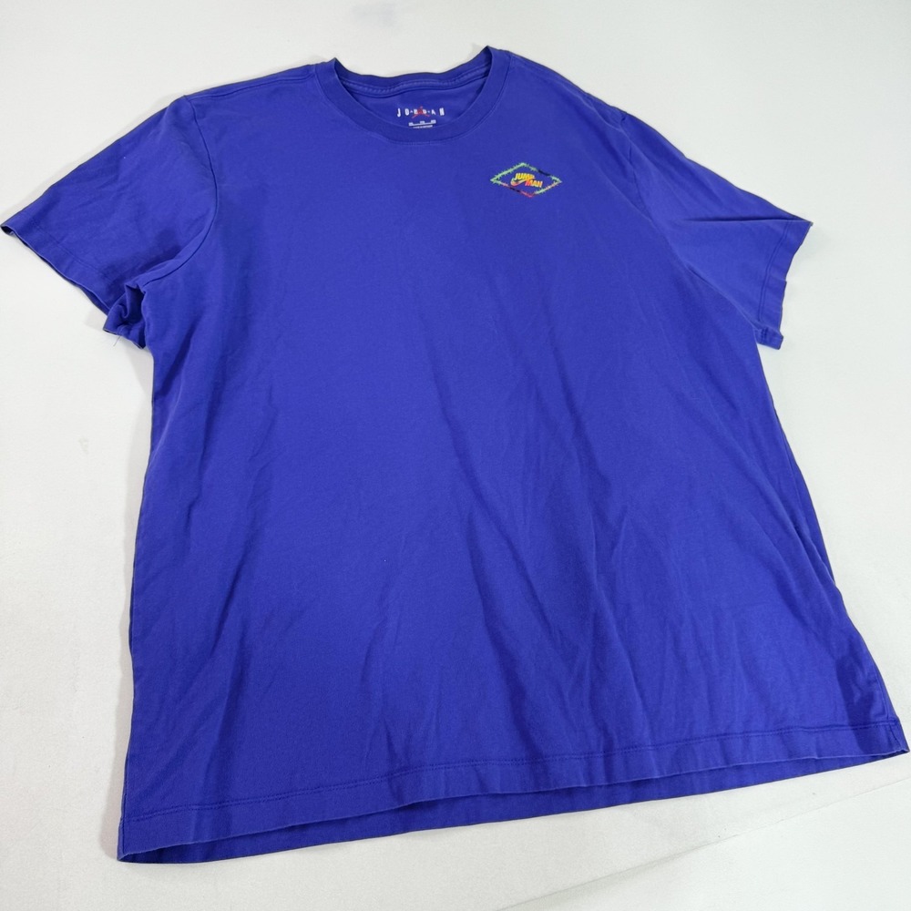 Jordan Jumpman Nike Shirt Mens 2XL Blue Barbed Wire Logo Graphic T-Shirt